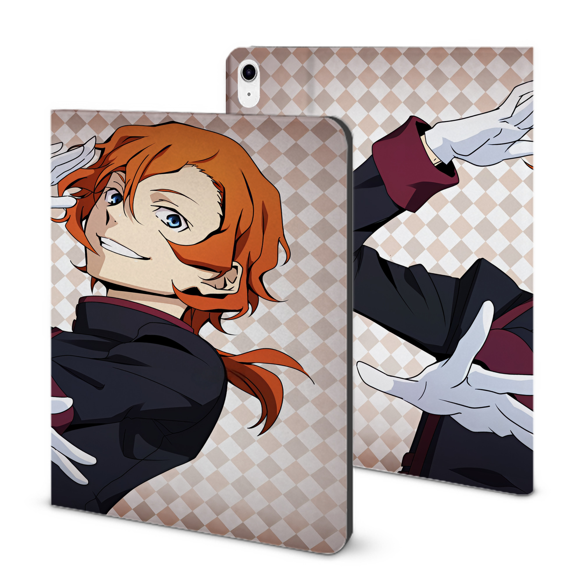 （画像用） 文豪ストレイドッグス Bungo Stray Dogs IPad ケース ブック型 PUレザー TPU 耐衝撃 軽量 薄型 ペン収納なし 全面保護 IPad 各モデル対応